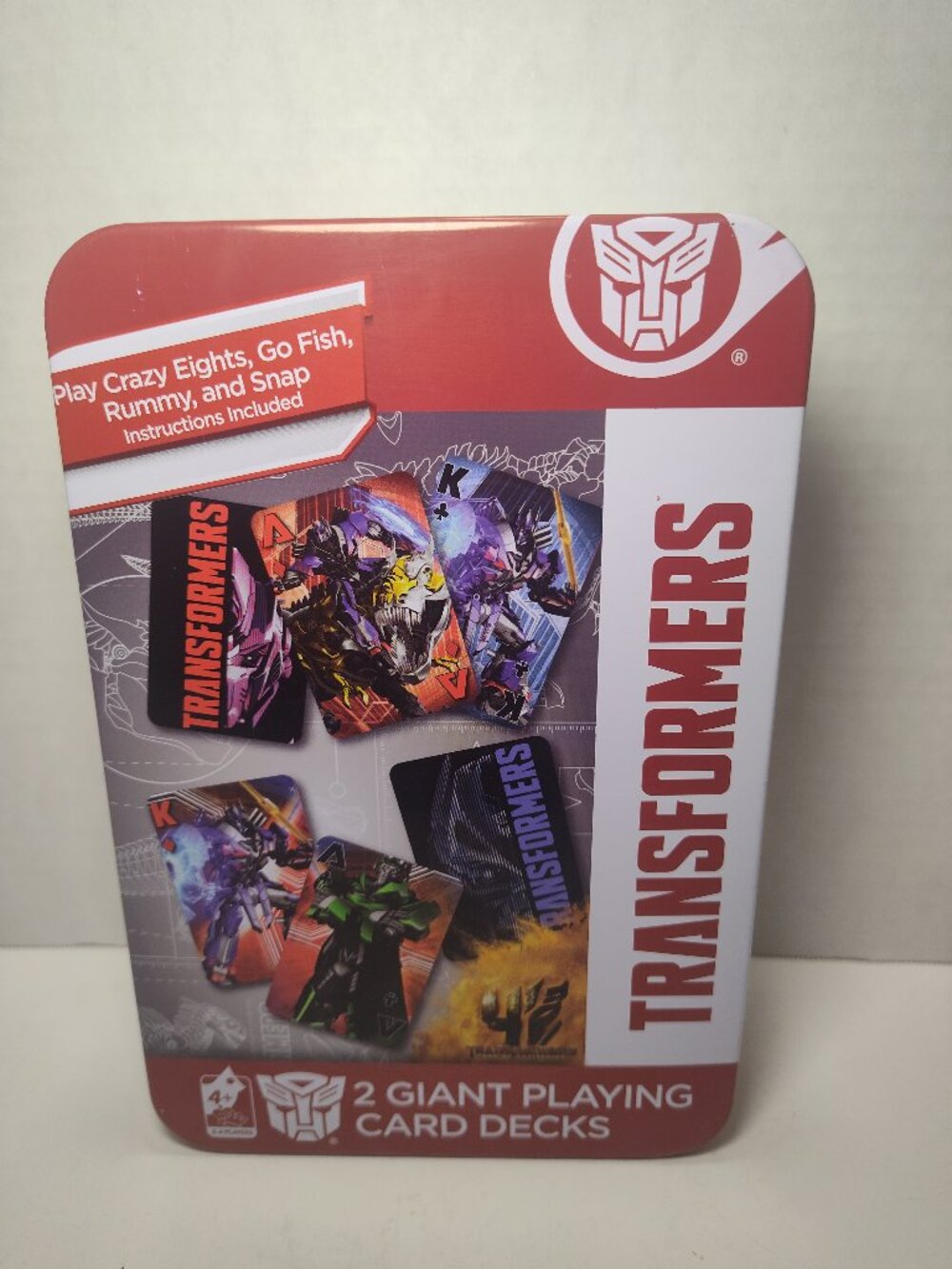 Transformers Giant Playing Cards 2 Deck Set Tin Cardinal 7995K Complete
